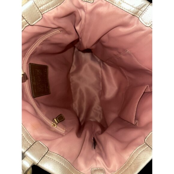 Coach Audrey Andie Tote 17064 Gold Metallic Leather Op Art Convertible Bag + Tag - Picture 8 of 9